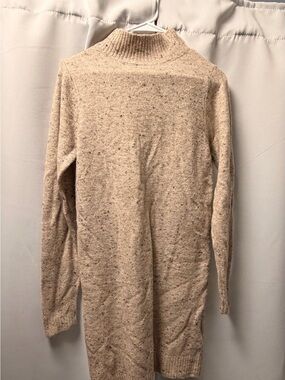 Studio Speckled Mock Neck Longline Sweater - Beige